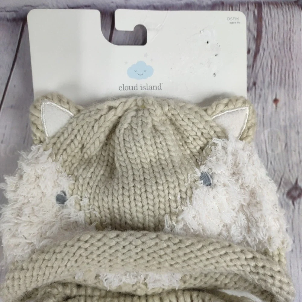 Baby Crochet FOX Hat Diaper Cover Set Natural Animal Cloud Island  infant 0+